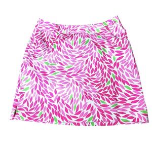 EP Pro Golf Skort Women's Size 10 Pink Green Leaf Print Athletic Skirt Side Zip